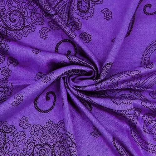 Ciormis Two Tone Silky Paisley PasModazoneina Shawl Scarf,Soft Women's Rave Jacquard PasModazoneinas Wrap Scarves - 2