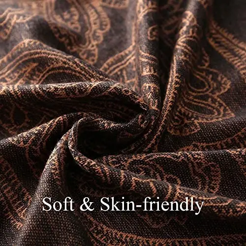 Ciormis Two Tone Silky Paisley PasModazoneina Shawl Scarf,Soft Women's Rave Jacquard PasModazoneinas Wrap Scarves - 2