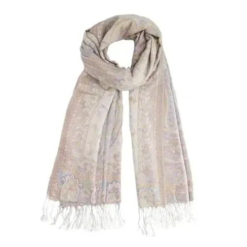 Ciormis Two Tone Silky Paisley PasModazoneina Shawl Scarf,Soft Women's Rave Jacquard PasModazoneinas Wrap Scarves - 1