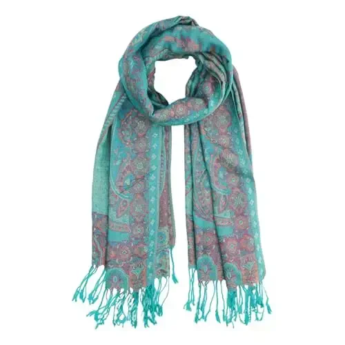 Ciormis Two Tone Silky Paisley PasModazoneina Shawl Scarf,Soft Women's Rave Jacquard PasModazoneinas Wrap Scarves - 1