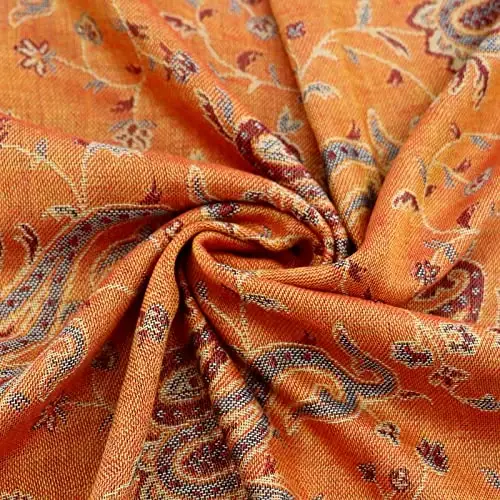Ciormis Two Tone Silky Paisley PasModazoneina Shawl Scarf,Soft Women's Rave Jacquard PasModazoneinas Wrap Scarves - 2
