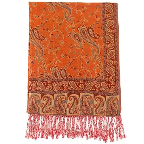Ciormis Two Tone Silky Paisley PasModazoneina Shawl Scarf,Soft Women's Rave Jacquard PasModazoneinas Wrap Scarves - 3