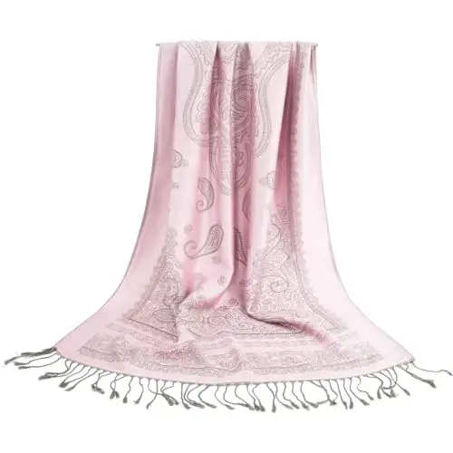 Ciormis Two Tone Silky Paisley PasModazoneina Shawl Scarf,Soft Women's Rave Jacquard PasModazoneinas Wrap Scarves - 2