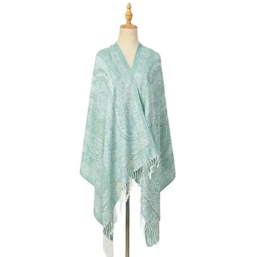 Ciormis Two Tone Silky Paisley PasModazoneina Shawl Scarf,Soft Women's Rave Jacquard PasModazoneinas Wrap Scarves - 4