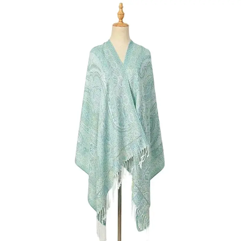 Ciormis Two Tone Silky Paisley PasModazoneina Shawl Scarf,Soft Women's Rave Jacquard PasModazoneinas Wrap Scarves - 4