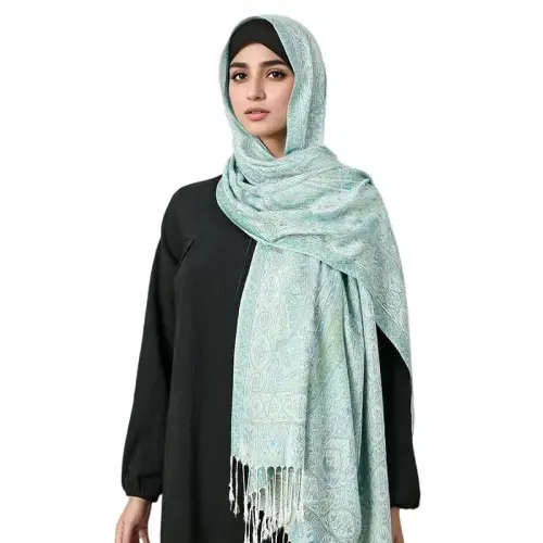 Ciormis Two Tone Silky Paisley PasModazoneina Shawl Scarf,Soft Women's Rave Jacquard PasModazoneinas Wrap Scarves - 5