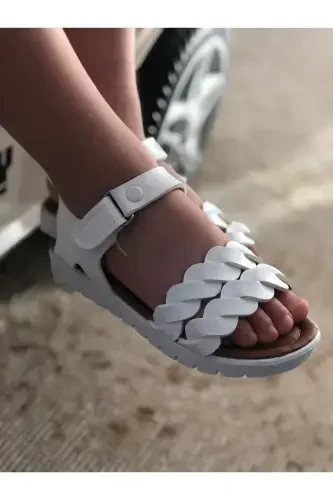 Cırt Cırtlı Çocuk Sandalet ,bebek Sandalet ,kaydırmaz Taban Yazlık Çocuk Ayakkabısı-Beyaz - BOLD BOUTIQUE (1)