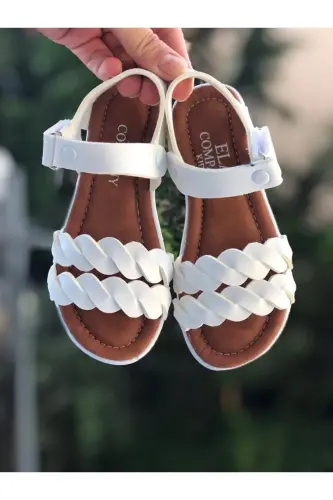 Cırt Cırtlı Çocuk Sandalet ,bebek Sandalet ,kaydırmaz Taban Yazlık Çocuk Ayakkabısı-Beyaz 