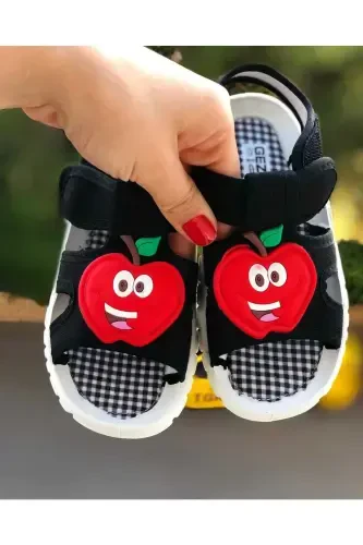 Cırt Cırtlı Çocuk Sandalet ,kaydırmaz Taban Çocuk Ayakkabısı , Bebek Sandalet-siyah - PANDALINA (1)