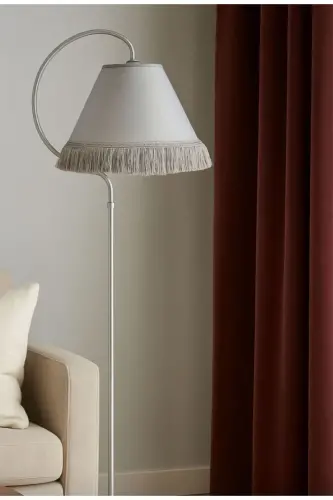 Çise Lambader Elips Siyah Gümüş Patine Gri Püsküllü ⭐️Açık Gri Kumaş Tek Ayaklı Lambader Salon Lamba-SİYAH GÜMÜŞ PATİNE - VENON (1)