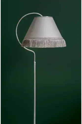 Cise Ellipse Black Silver Patina Gray Tassel Floor Lamp - 1