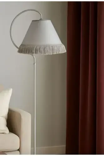 Cise Ellipse Black Silver Patina Gray Tassel Floor Lamp - VENON (1)