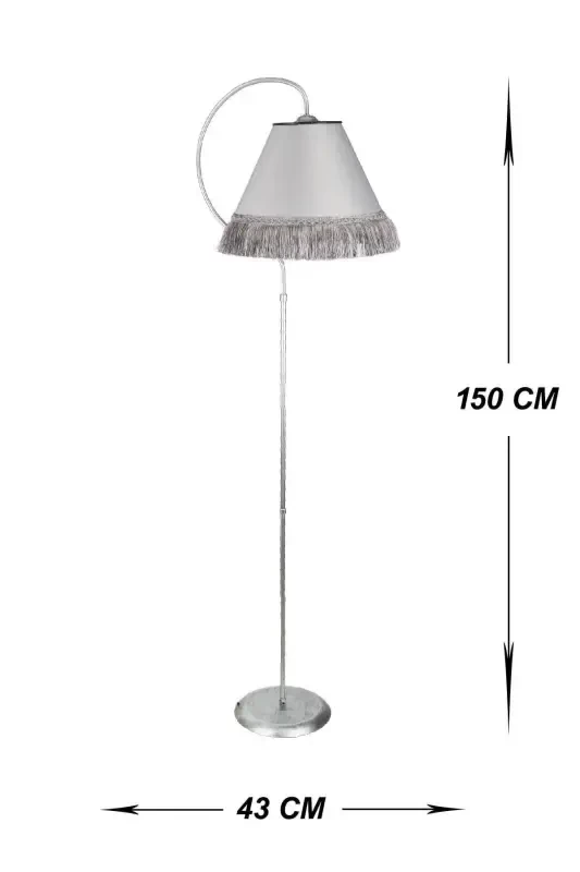 Cise Ellipse Black Silver Patina Gray Tassel Floor Lamp - 4