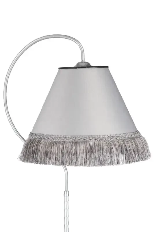Cise Ellipse Black Silver Patina Gray Tassel Floor Lamp - 5