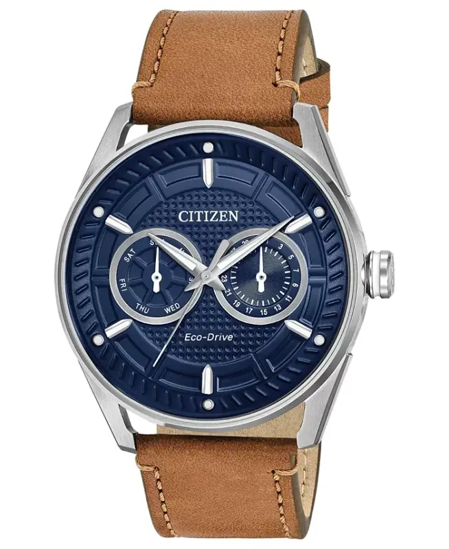 Citizen Eco-Drive Erkek Kahverengi Deri Kayışlı 42mm Sürüş Saati-Kahverengi - CITIZEN
