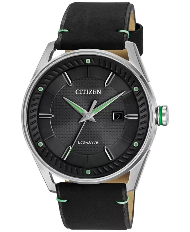 Citizen Eco-Drive Erkek Siyah Deri Kayışlı Kol Saati 42mm BM6980-08E-Siyah ile sürüş - CITIZEN