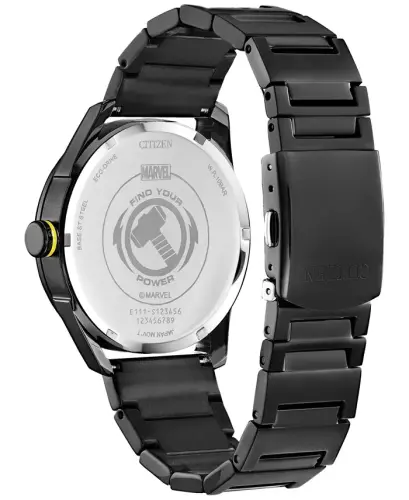 Citizen Men's Eco-Drive Marvel Thor Black Ion-Plated Stainless Steel Bracelet Watch 42mm-Black - 3