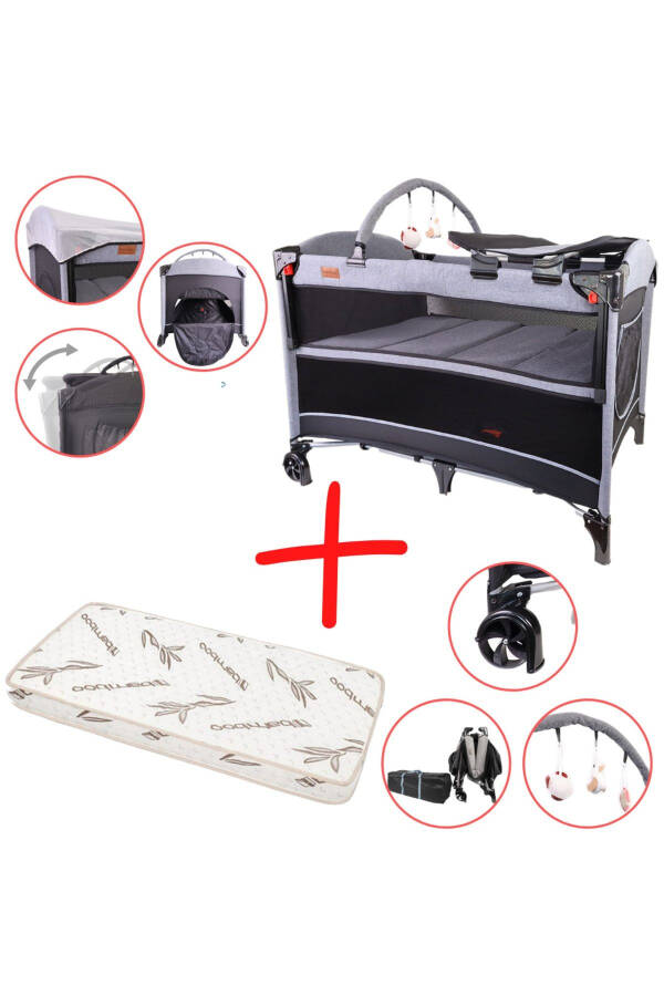 City Anne Yanı Park Yatak Oyun Parkı Beşik 70x110 Cm + Yatak - 1