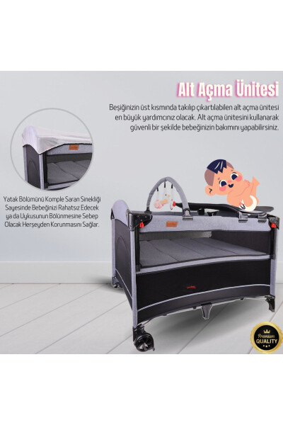 City Anne Yanı Park Yatak Oyun Parkı Beşik 70x110 Cm + Yatak - 4