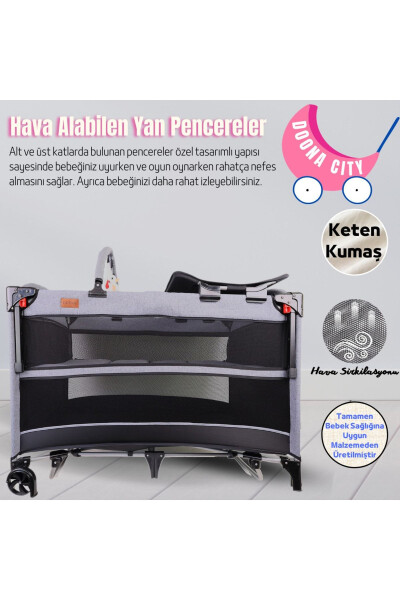 City Anne Yanı Park Yatak Oyun Parkı Beşik 70x110 Cm + Yatak - 5