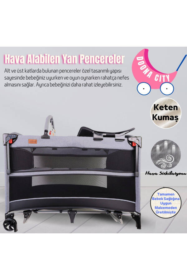 City Anne Yanı Park Yatak Oyun Parkı Beşik 70x110 Cm + Yatak - 5