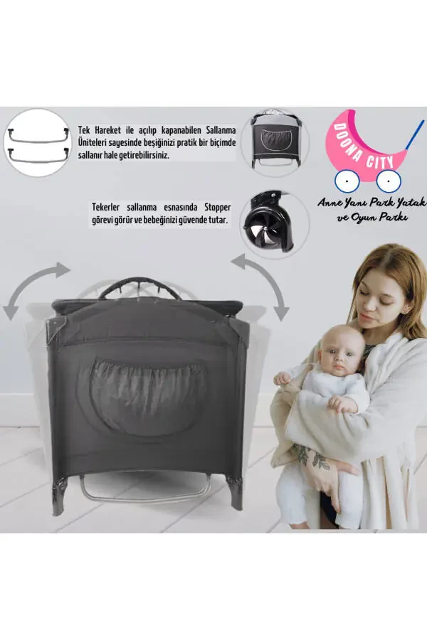 City Anne Yonı Park Yotoq O'yin Parki Beshik 70x110 - 8