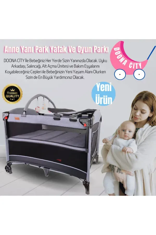 City Anne Yanı Park Yatak Oyun Parkı Beşik 70x110 - 2