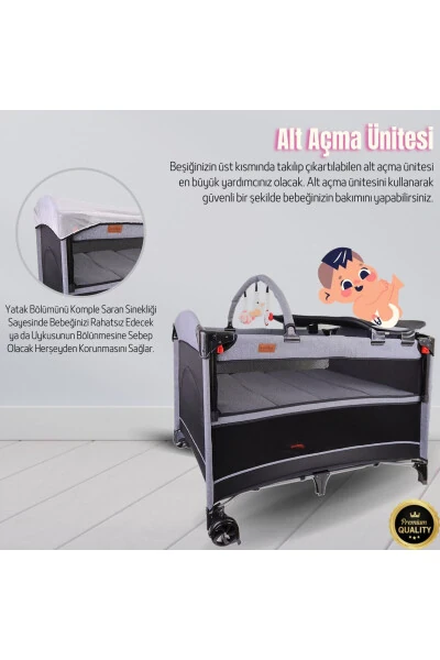 City Anne Yanı Park Yatak Oyun Parkı Beşik 70x110 - 4