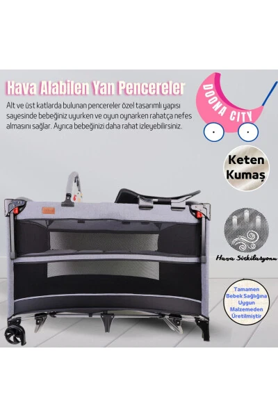 City Anne Yanı Park Yatak Oyun Parkı Beşik 70x110 - 5