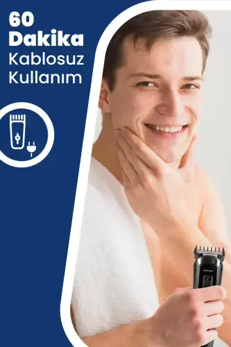 Civan 10 in 1 Stand-Up Zero Hair Beard Ear Nose Corded Cordless Men's Grooming Set - 6