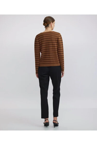 Çizgi desen triko hırka - 6