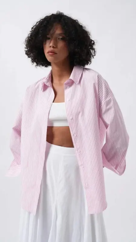 Çizgili Basic Gömlek - 1