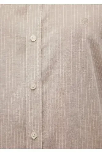 Çizgili Bej Tencel Tm Lyocell Gömlek Slim Fit / Dar Kesim 0211081-82393 - 6