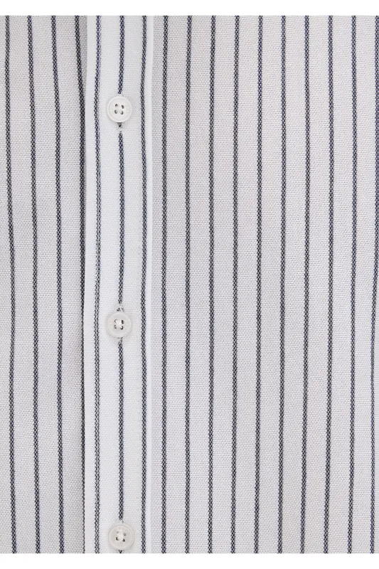 Çizgili Beyaz Gömlek Slim Fit / Dar Kesim 0211403-91334-Renkli - 7