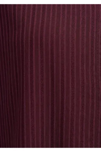 Çizgili Bordo Gömlek Oversize / Geniş Kesim 1210878-70434-Bordo - 7