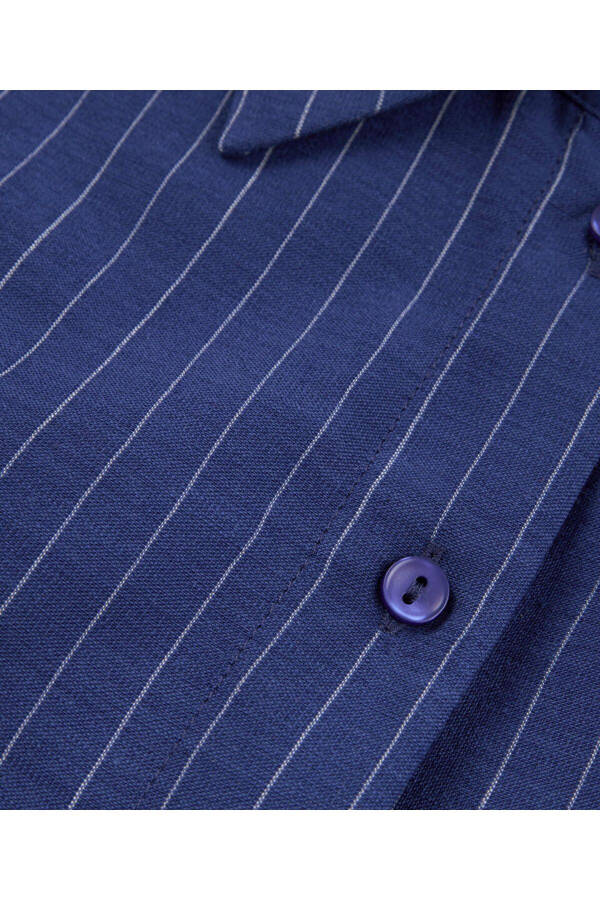 Çizgi desen crop gömlek - 4