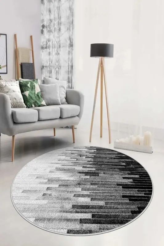 Çizgili Dijital Baskı Yıkanabilir Kaymaz Taban Dedoratif İnce Salon Halısı Mutfak Halısı ve Yolluk - mix - 1