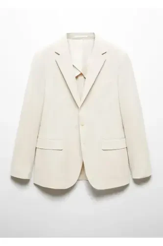 Çizgili gofre pamuklu slim fit blazer ceket - 1