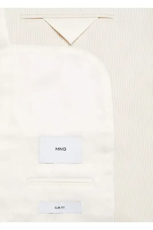 Çizgili gofre pamuklu slim fit blazer ceket - 7