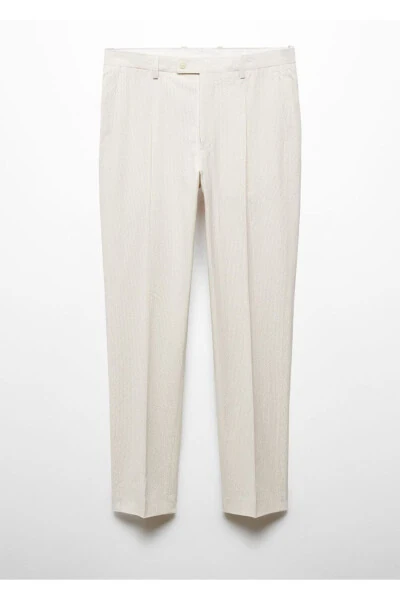 Çizgili Gofre Pamuklu Slim Fit Kumaş Pantolon - 3