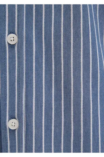 Çizgili Gömlek Slim Fit / Dar Kesim 0211404-91333-Mavi - 6