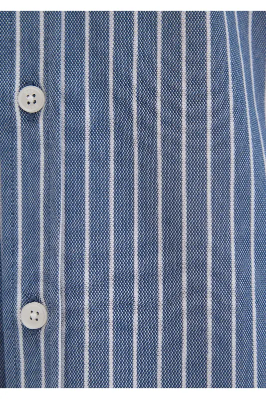 Çizgili Gömlek Slim Fit / Dar Kesim 0211404-91333-Mavi - 6