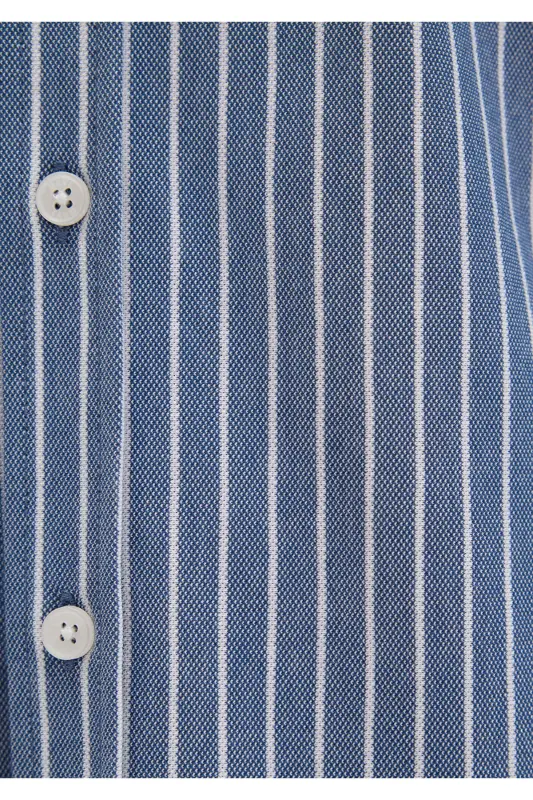 Çizgili Gömlek Slim Fit / Dar Kesim 0211404-91333 - Mavi-91333 - 6