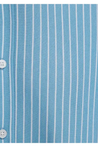 Çizgili Gömlek Slim Fit / Dar Kesim 0211404-91579-Mavi - 8