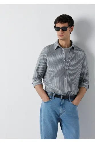 Çizgili Gömlek Slim Fit / Dar Kesim 0211404-91730 - Antrasit - MAVI (1)