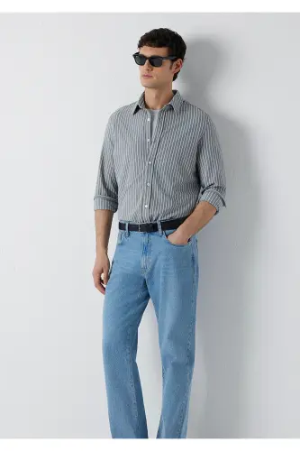 Çizgili Gömlek Slim Fit / Dar Kesim 0211404-91730 - Antrasit - 1