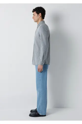 Çizgili Gömlek Slim Fit / Dar Kesim 0211404-91730 - Antrasit - 4