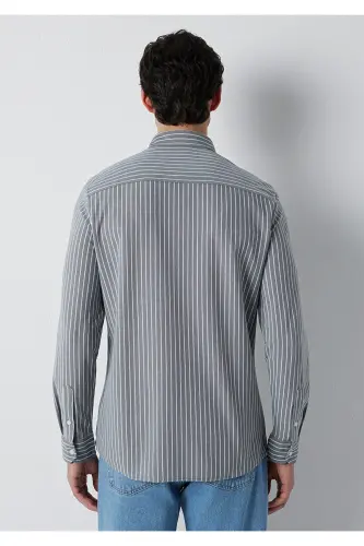 Çizgili Gömlek Slim Fit / Dar Kesim 0211404-91730 - Antrasit - 5