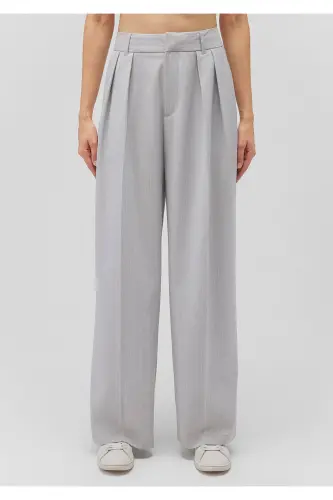 Çizgili Gri Pantolon 1010782-87978 - Beyaz-87978 - 3