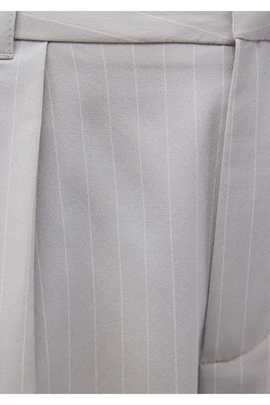 Çizgili Gri Pantolon 1010782-87978 - Beyaz-87978 - 7
